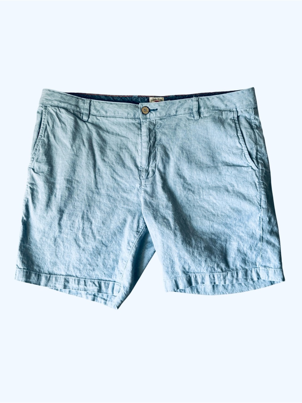 Faherty Light Blue Flat-Front Linen Blend Shorts